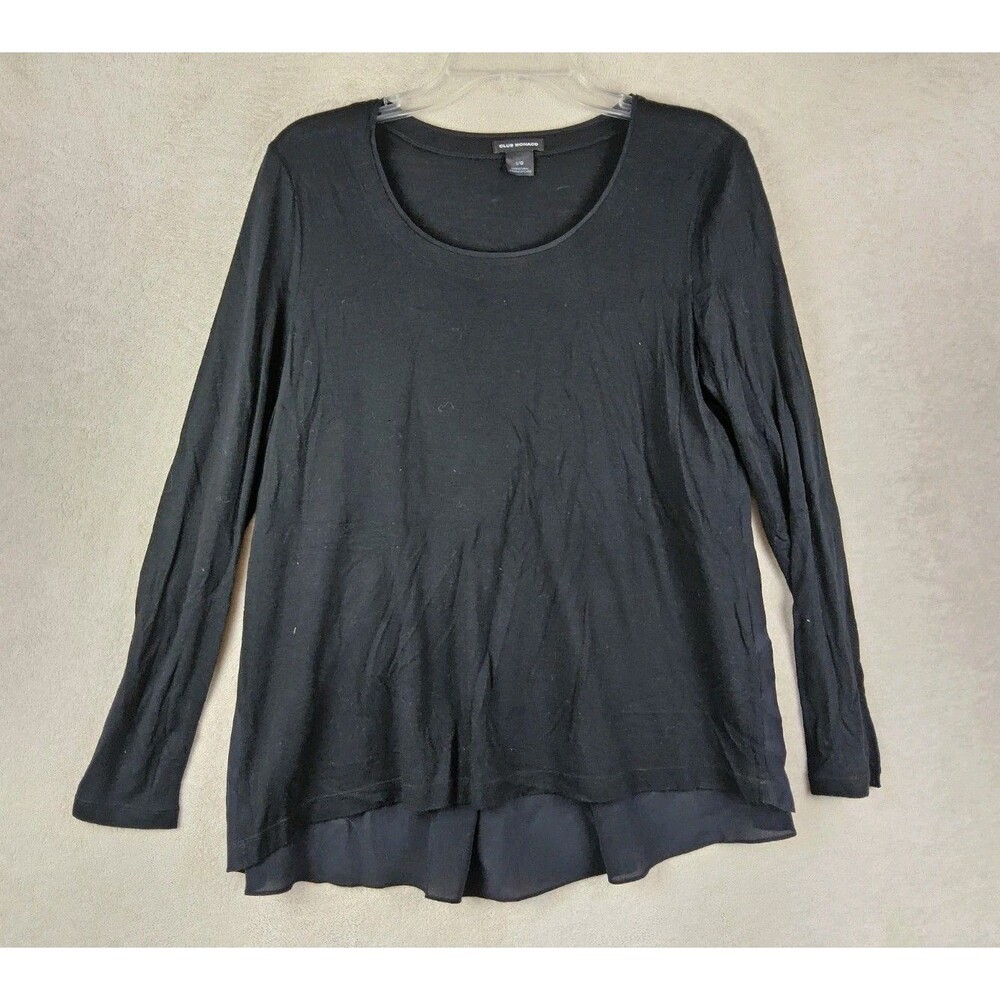 Club Monoco Women's Long Sleeve Lightweight Mixed Media Top Size L